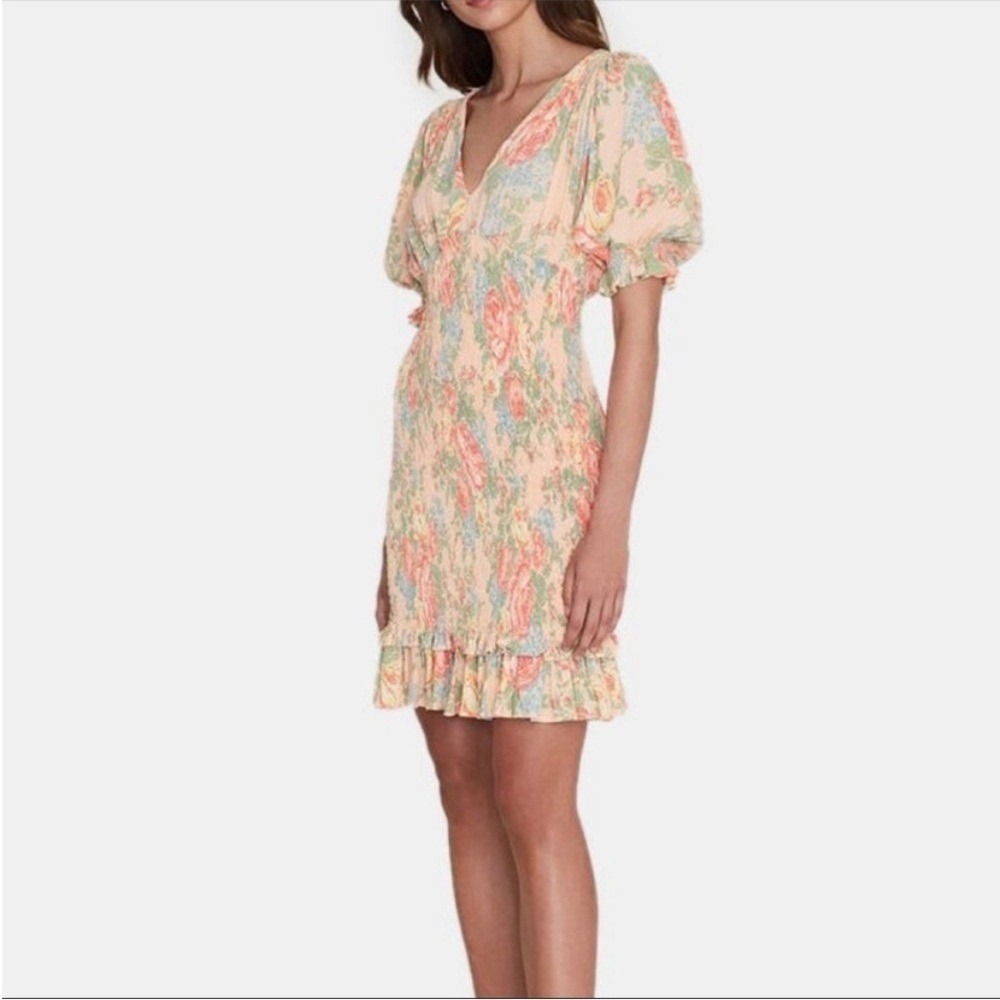 NWT FAITHFULL THE‎ BRAND Dress Women's M Pink Floral Margherita Smocked Mini